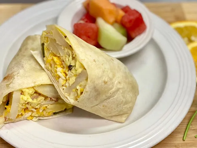 Delicious breakfast burrito