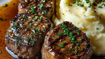 Garlic Butter Steak Bites with Mashed Potatoes